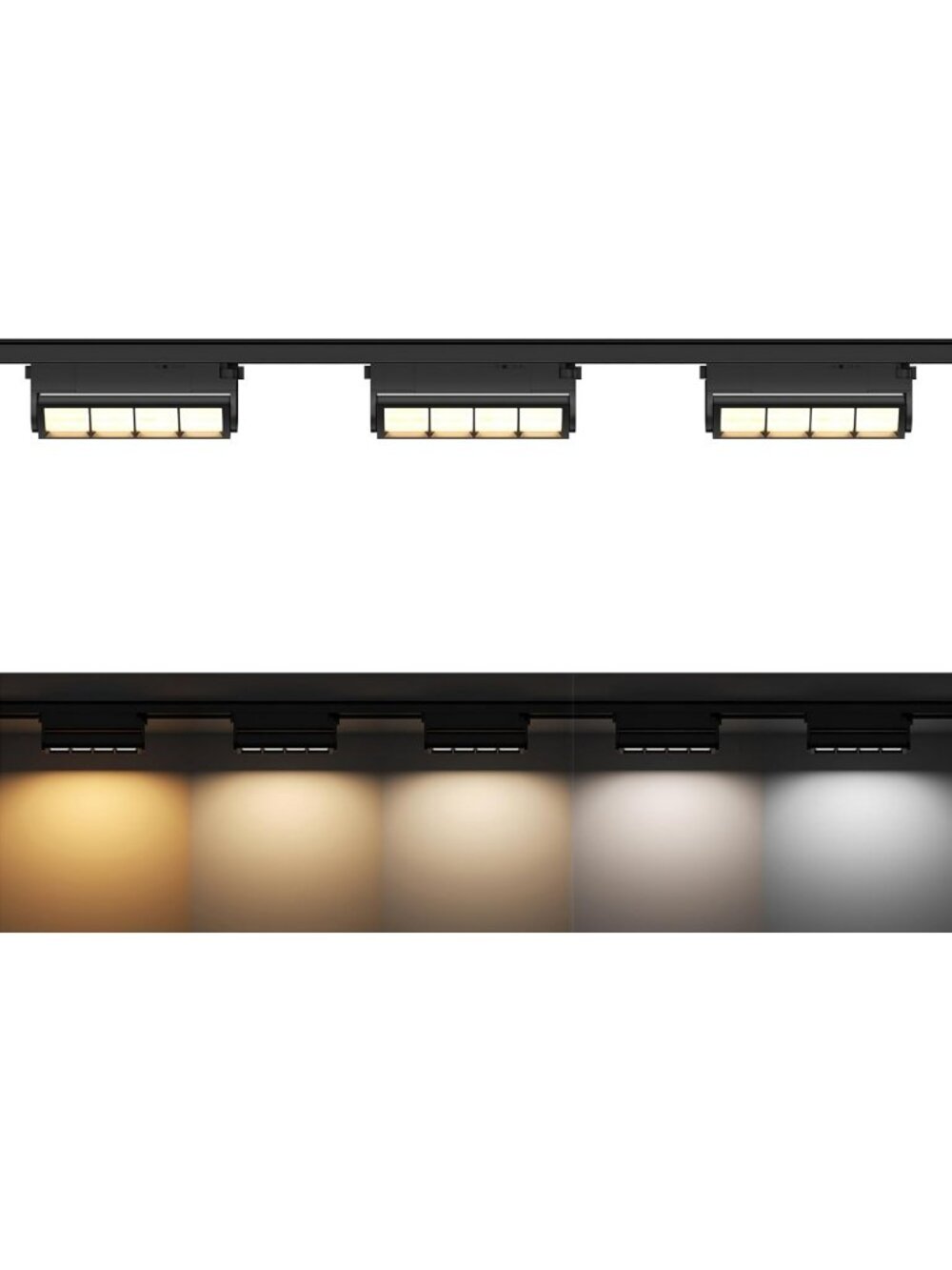 Dimmable 12W Linear H Track Lighting Heads - 5 Color Options, 3 Pack, Modern